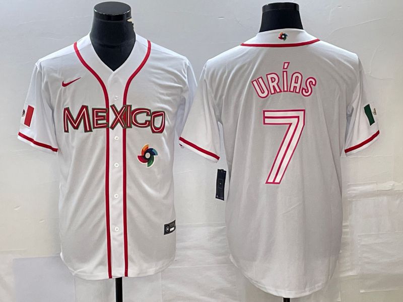Men 2023 World Cub Mexico #7 Urias White Nike MLB Jersey61